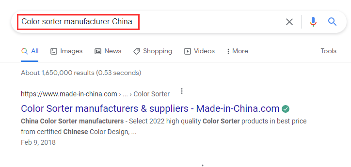 search color sorter on google